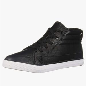 Unisex black high top sneakers, size 6